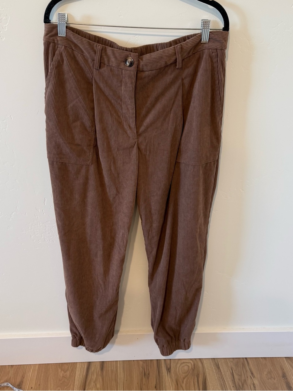 Halara Mid Rise Brown Corduroy Pants Ankle Trouser Jogger Womens XL Tall Casual